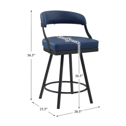 Crowley Faux leather Swivel Counter Height Chair in Blue