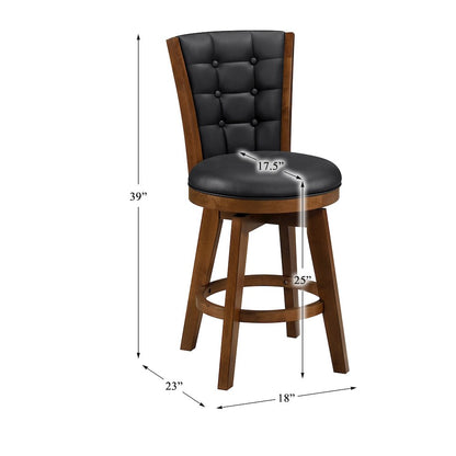 Medford Faux leather Counter Height Swivel Stool, set of 2 in Black
