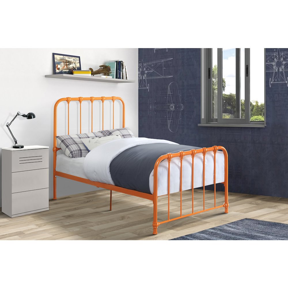 Bethany Metal Twin Metal Platform Bed in Orange