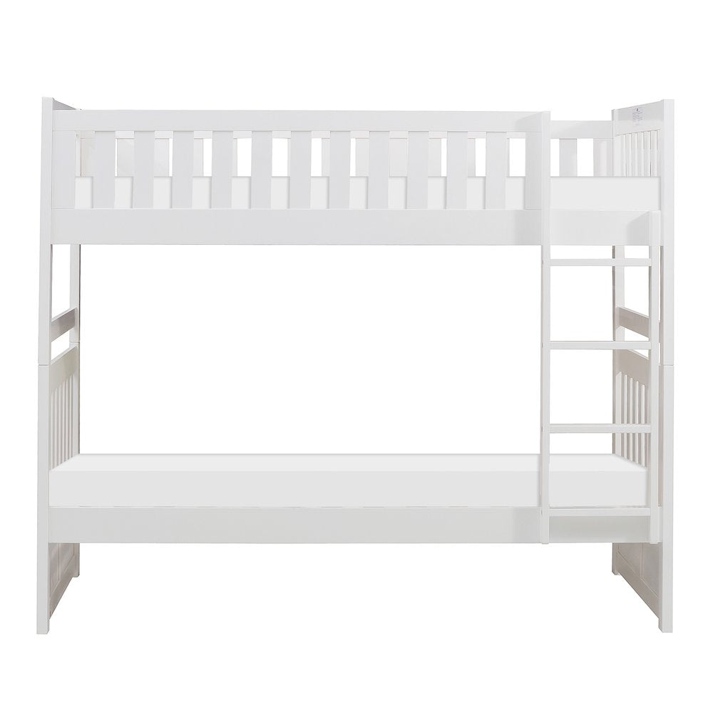 Galen Pine Twin Over Twin Bunk Bed in White