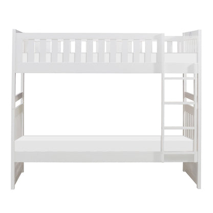 Galen Pine Twin Over Twin Bunk Bed in White