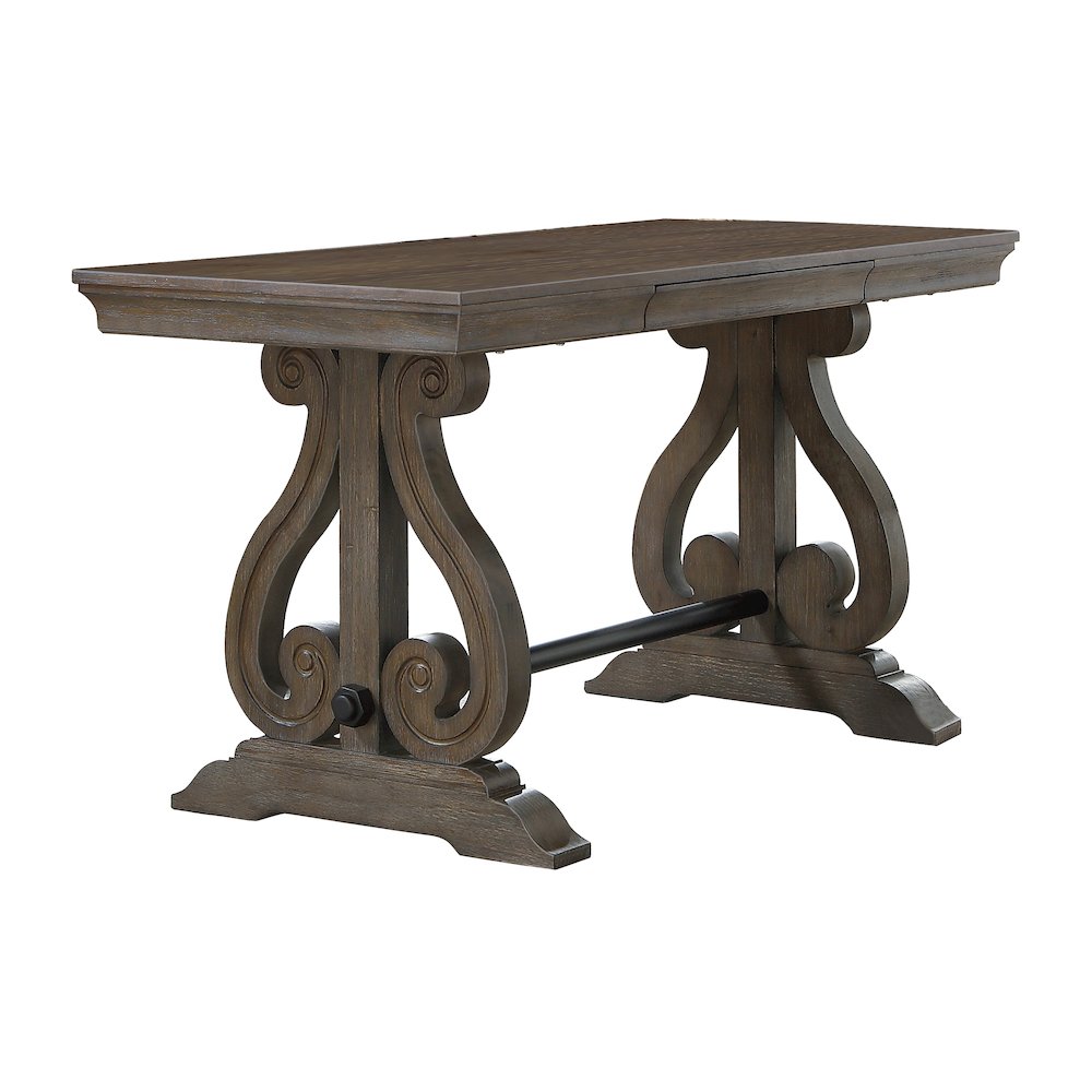 Toulon Pine Writing Desk with One Drawer in Wire-Brushed Power Glaze Oak