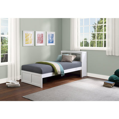 Galen Pine Twin Bookcase Bed in White