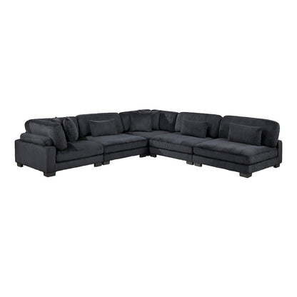 Traverse Corduroy 5-Piece Modular Sectional in Black