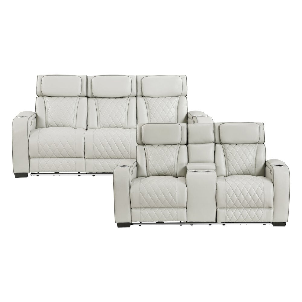 Fairway Faux Leather 2pc Set: Sofa, Loveseat in Taupe