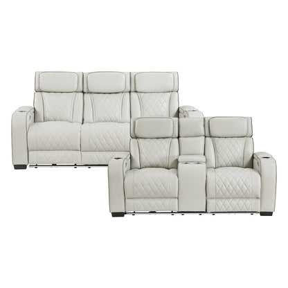 Fairway Faux Leather 2pc Set: Sofa, Loveseat in Taupe
