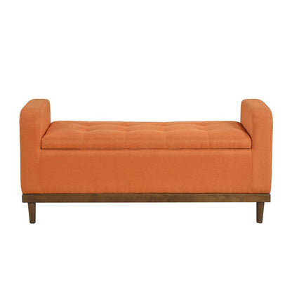 Brigitte Textured Lift Top Storage Bench in Orange