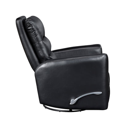 Dimitri Faux Leather Swivel Glider Reclining Chair in Black