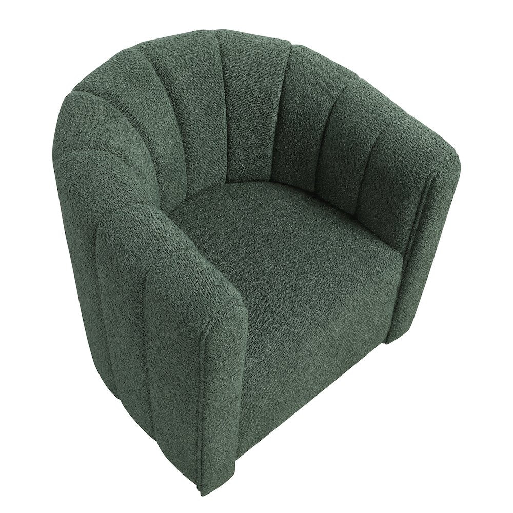 Essex Boucle Swivel Chair with Ottoman in Green