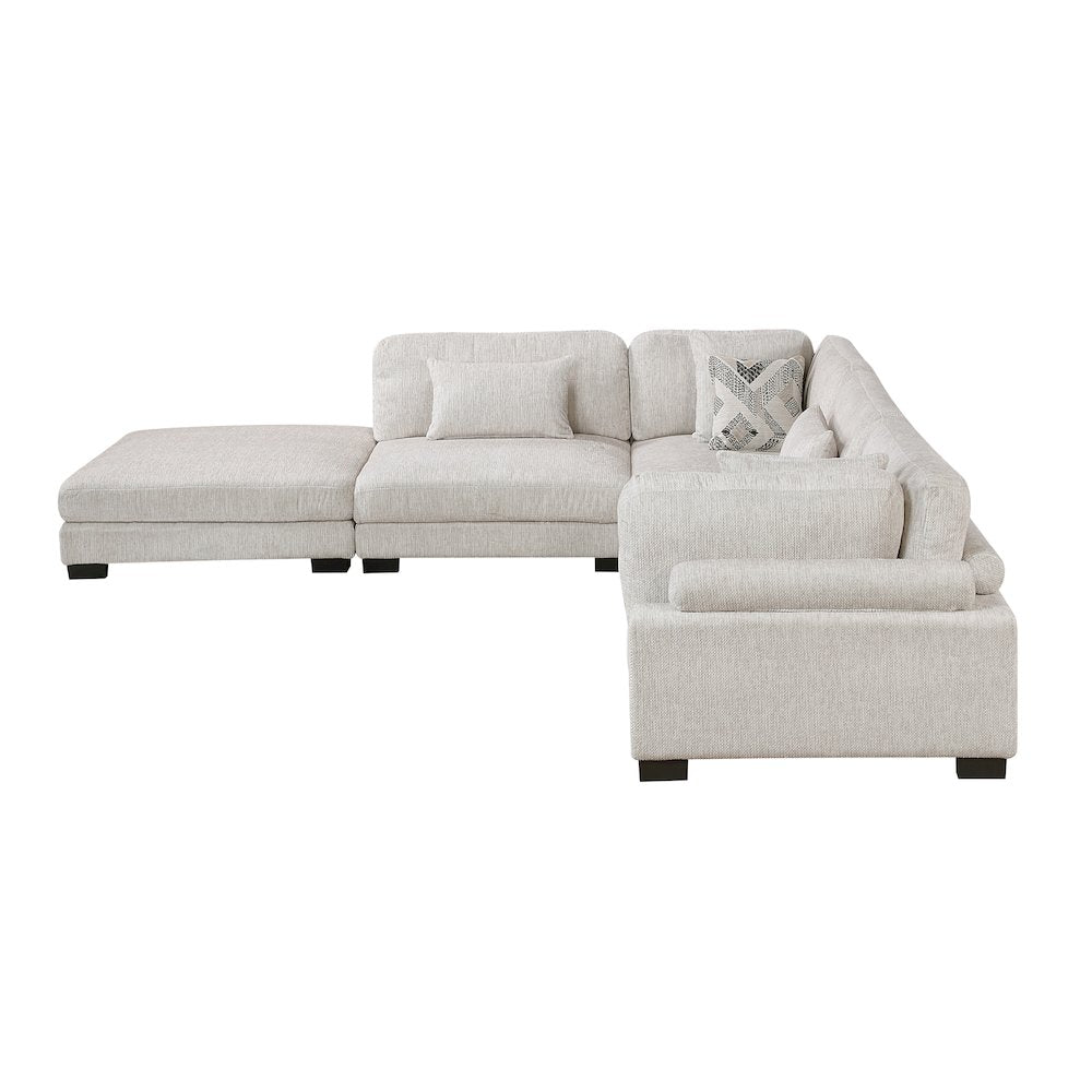 Corydon Microfiber 5-Piece Modular Sectional with Ottoman in Beige