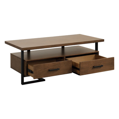 Sedley Asian Hardwood Cocktail Table w/ Two Functional Drawers in Walnut
