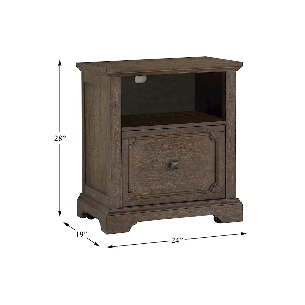 Toulon Pine Lateral File with Casters in Wire-Brushed Power Glaze Oak