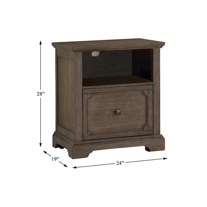 Toulon Pine Lateral File with Casters in Wire-Brushed Power Glaze Oak