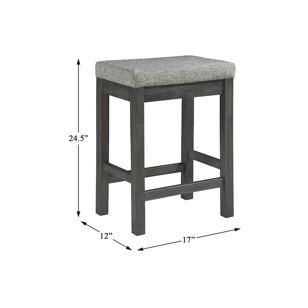 Connected Velvet Counter Height Set (Set of 4) in Gray Finish