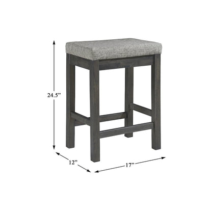 Connected Velvet Counter Height Set (Set of 4) in Gray Finish