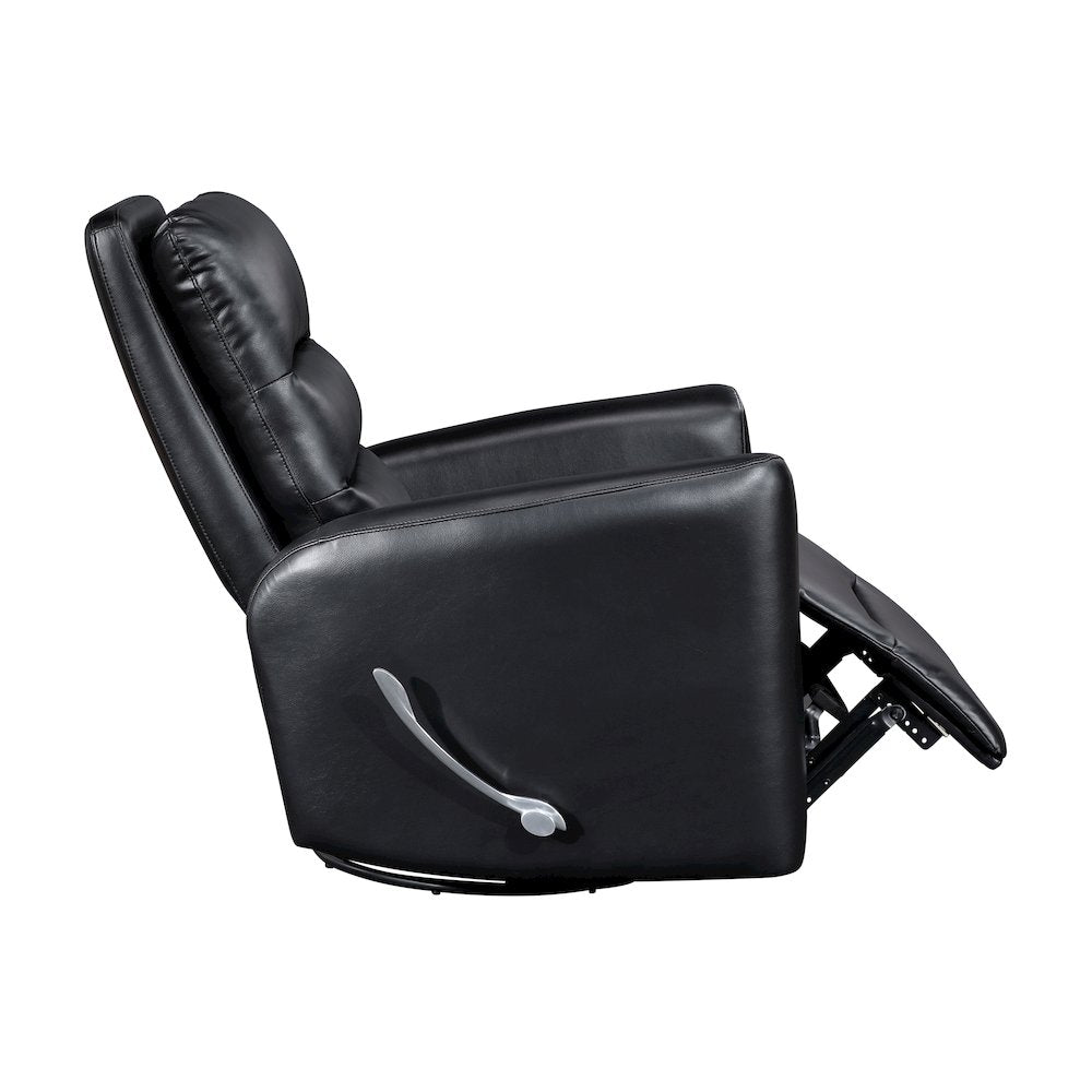 Dimitri Faux Leather Swivel Glider Reclining Chair in Black