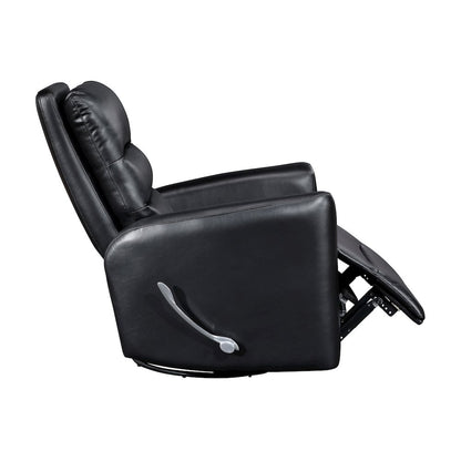 Dimitri Faux Leather Swivel Glider Reclining Chair in Black