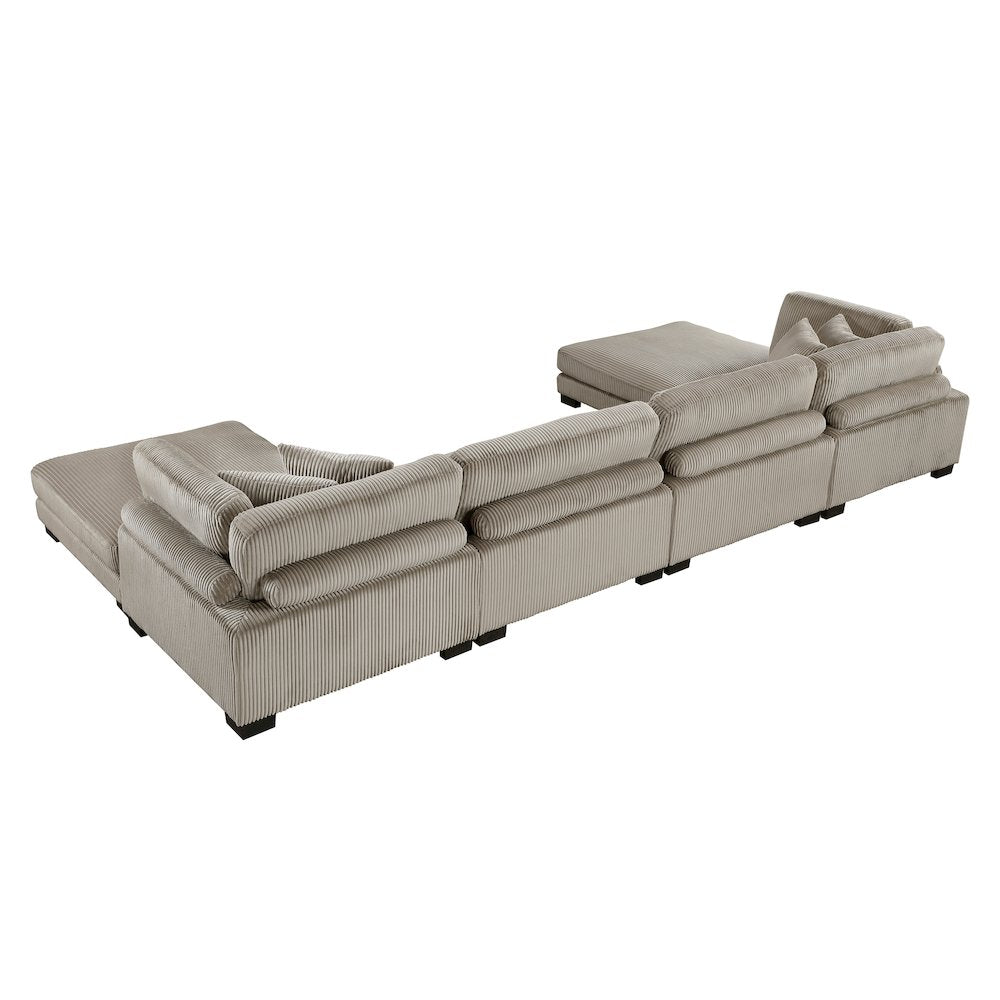 Traverse Corduroy 6-Piece Modular Sectional with Ottomans in Taupe