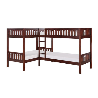 Rowe Pine Corner Bunk Bed in Dark Cherry