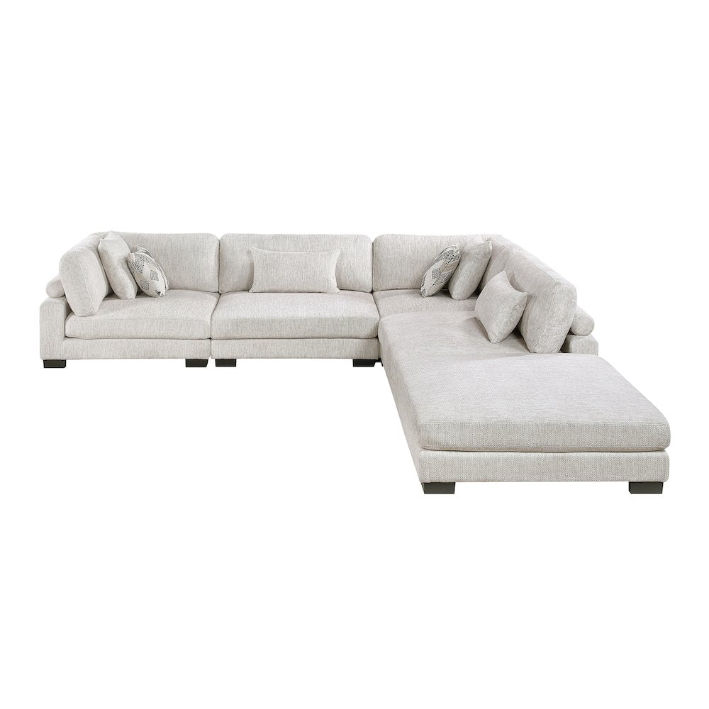 Corydon Microfiber 5-Piece Modular Sectional with Ottoman in Beige
