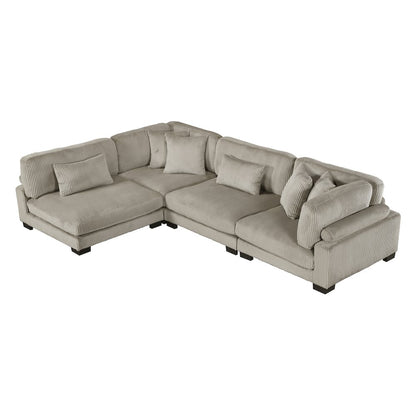Traverse Corduroy 4-Piece Modular Sectional in Taupe