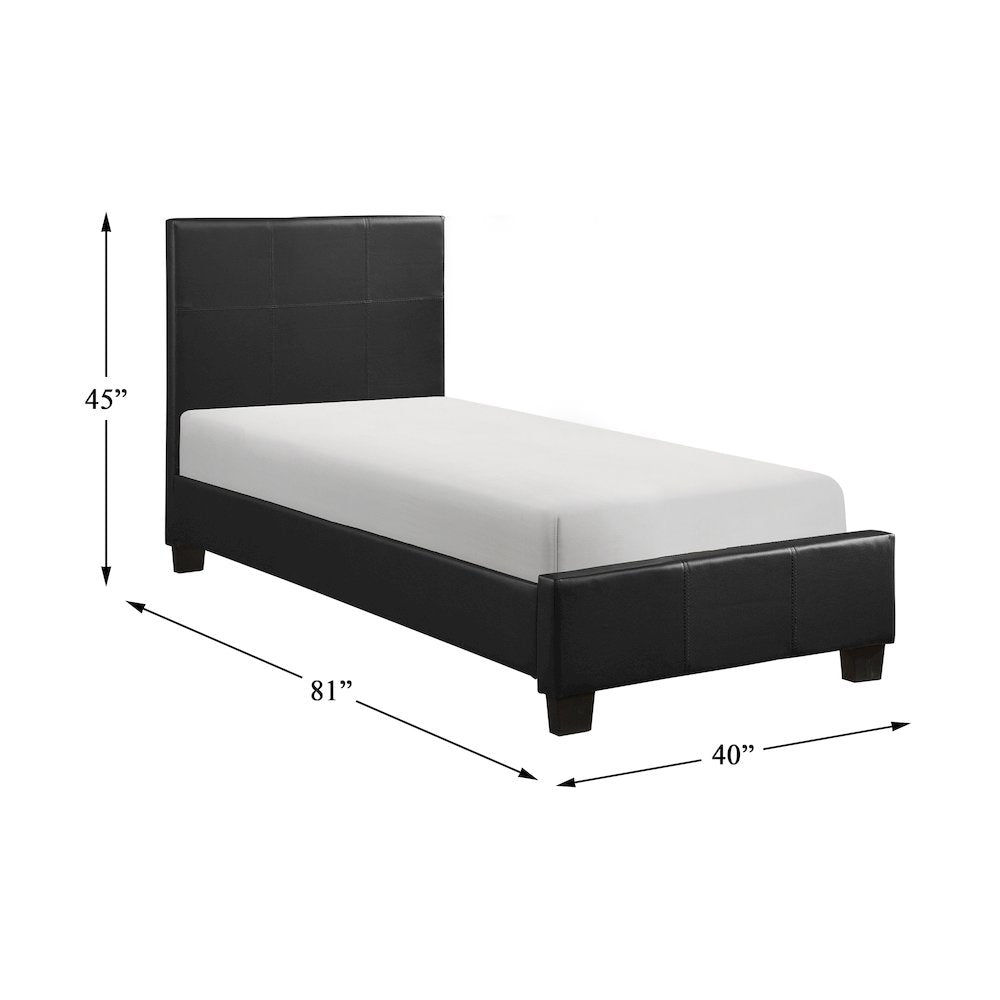 Lorenzi Faux Leather Twin Bed in Black