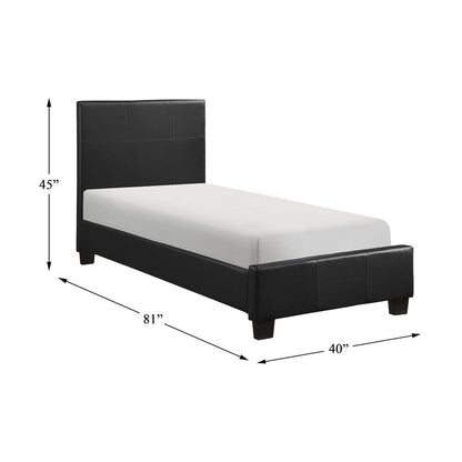 Lorenzi Faux Leather Twin Bed in Black