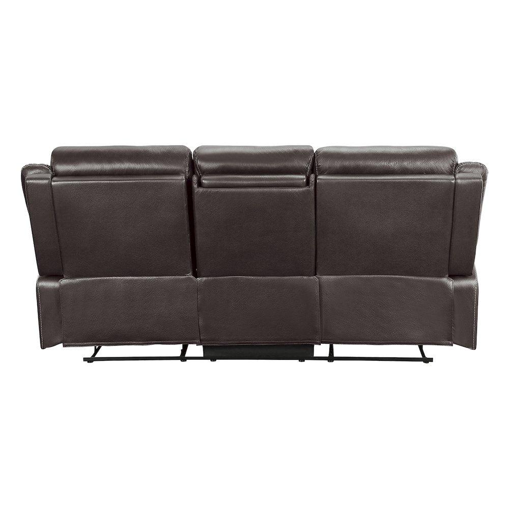Yerba Microfiber Double Reclining Sofa in Dark Brown
