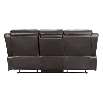 Yerba Microfiber Double Reclining Sofa in Dark Brown