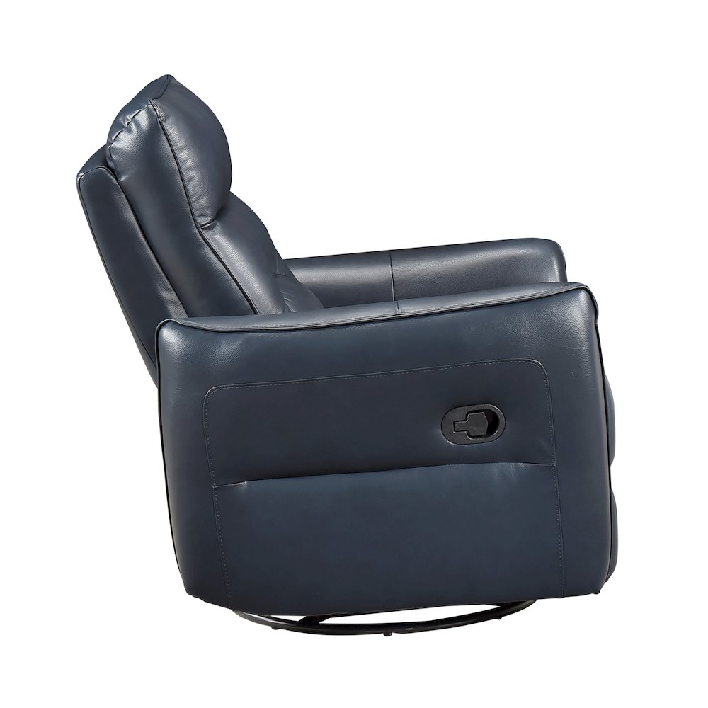 Thomas Leather Swivel Glider Reclining Chair in Dark Blue