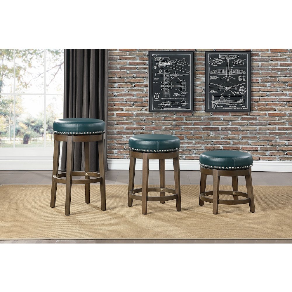 Westby Solid Wood 18" Round Swivel Stool, Set of 2 in Green