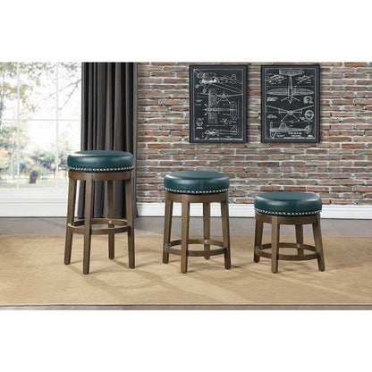 Westby Solid Wood 18" Round Swivel Stool, Set of 2 in Green