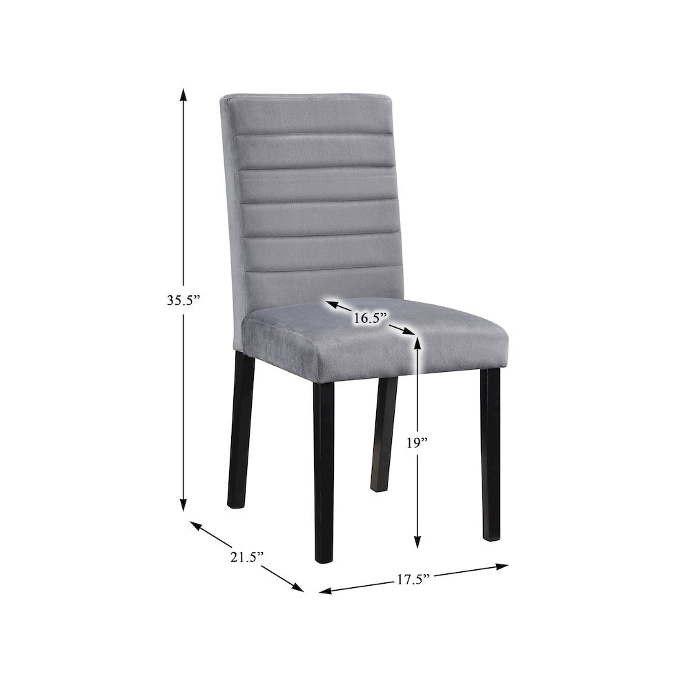 Andreas Velvet Dining Room Side Chair, set of 2 in Gray