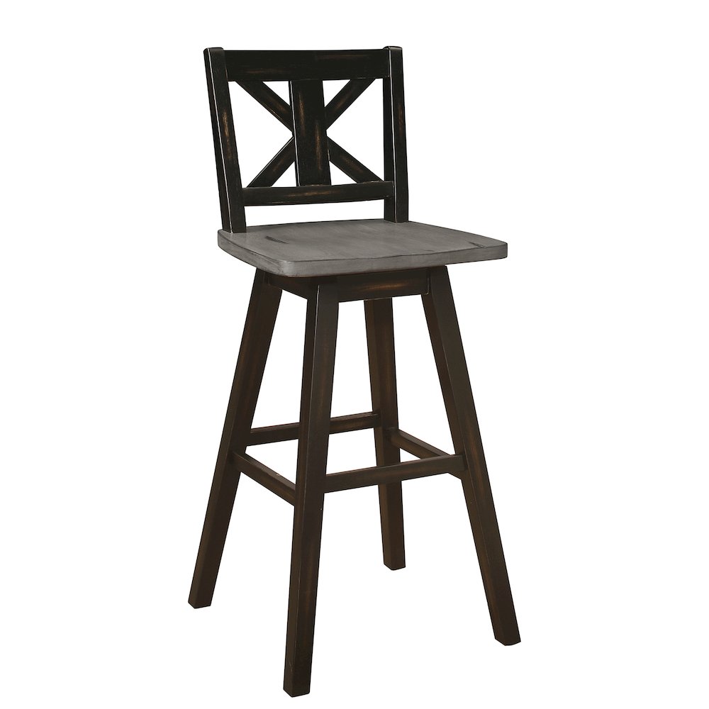 Amsonia Solid Wood Swivel Pub Height Chair, set of 2 in Gray and Black