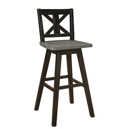 Amsonia Solid Wood Swivel Pub Height Chair, set of 2 in Gray and Black