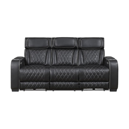 Fairway Faux Leather 2pc Set: Sofa, Loveseat in Black