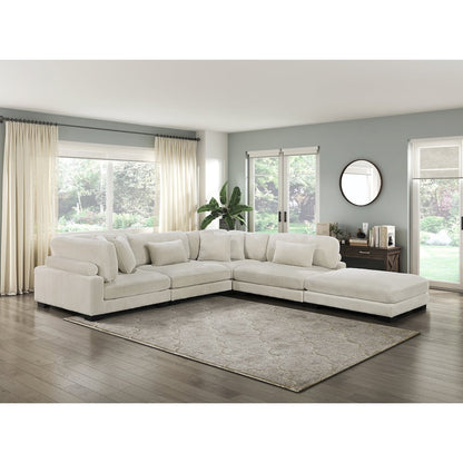 Traverse Corduroy 5-Piece Modular Sectional with Ottoman in Beige