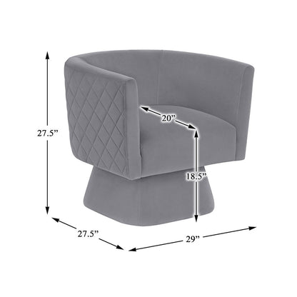 Candace Velvet Swivel Chair in Gray