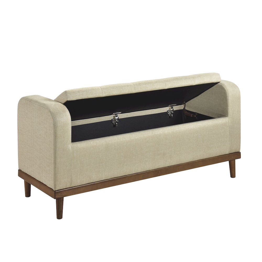 Brigitte Textured Lift Top Storage Bench in Light Brown