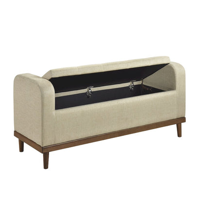 Brigitte Textured Lift Top Storage Bench in Light Brown