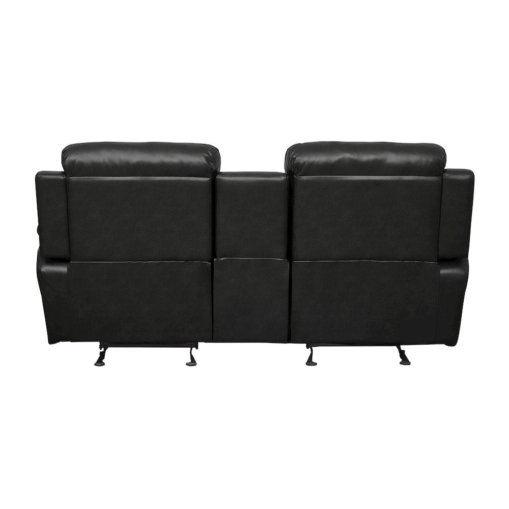 Marille Textured Double Glider Reclining Love Seat with Center Console in Black