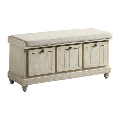 Woodwell Asian Hardwood Storage Bench in Beige