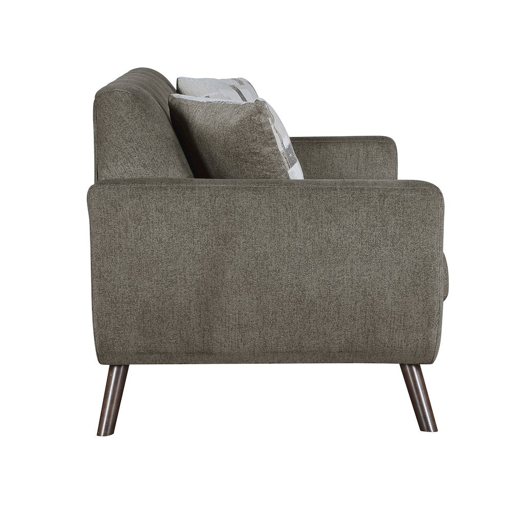 Janne Microfiber Love Seat in Brown