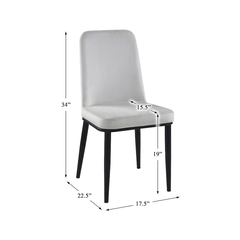 Salerno Velvet Dining Room Side Chair, set of 2 in Beige