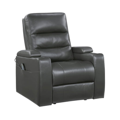 Wallstone Faux Leather Power Reclining Chair with Power Headrest in Gray