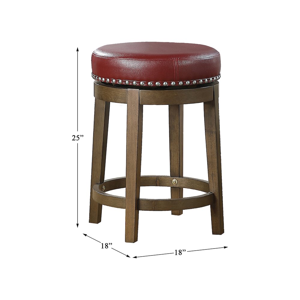 Westby Solid Wood 24" Round Swivel Stool, Set of 2 in Red
