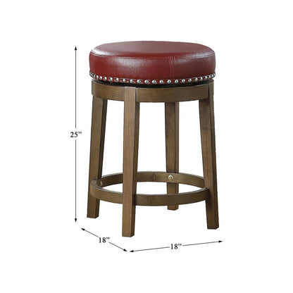 Westby Solid Wood 24" Round Swivel Stool, Set of 2 in Red