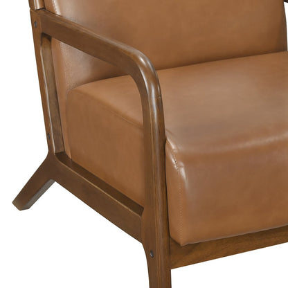 Gabe Faux leather Accent Chair in Matt Brown
