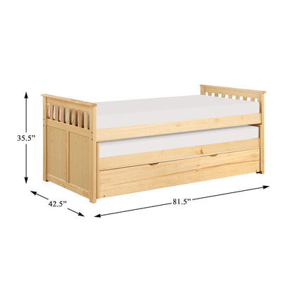 Bartly Pine Twin/Twin Bed with Twin Trundle in Natural Pine