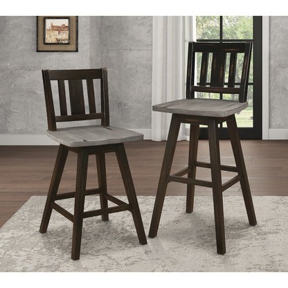 Amsonia Solid Wood Swivel Pub Height Chair, set of 2 in Gray and Black